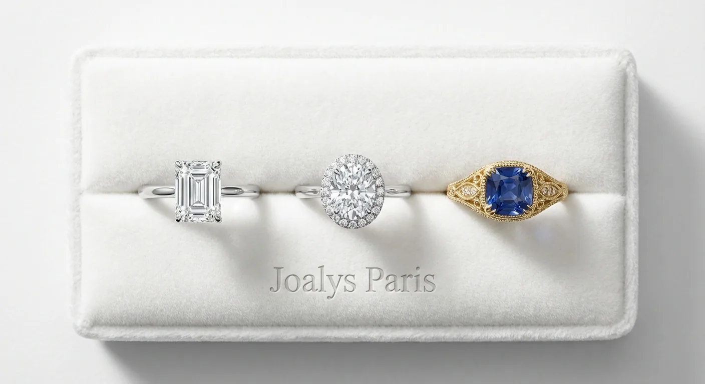 Custom emerald engagement ring examples - JOALYS Paris luxury jewelry