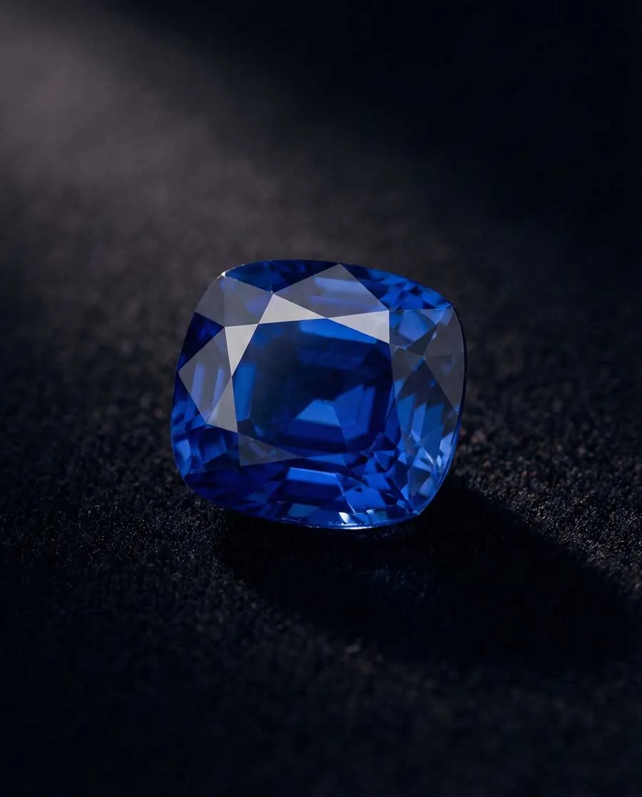Vivid Kashmir sapphire displaying signature cornflower blue with velvety texture - September birthstone